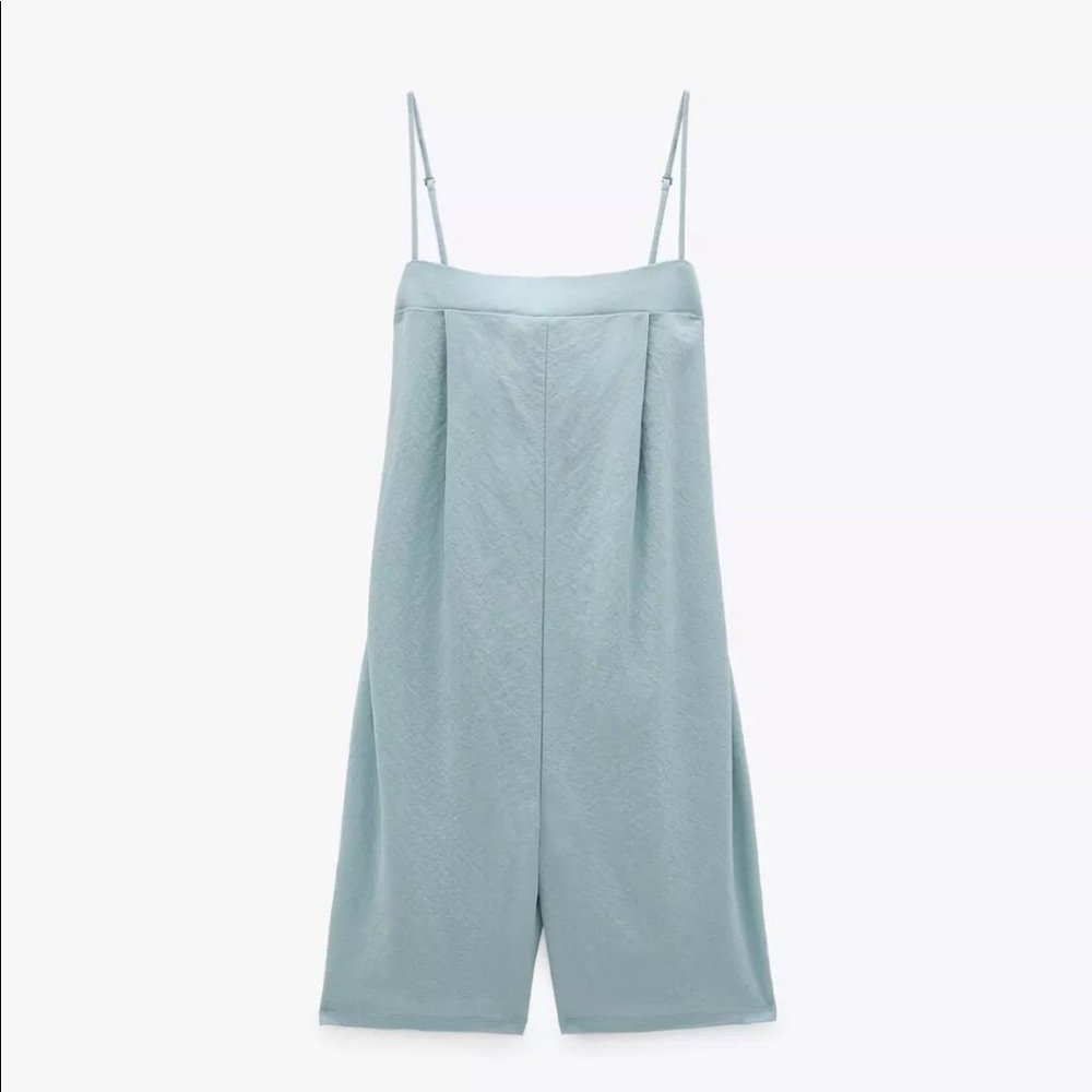 ZARA LIGHT PASTEL BLUE-GREEN STRAPPY JUMPSUIT